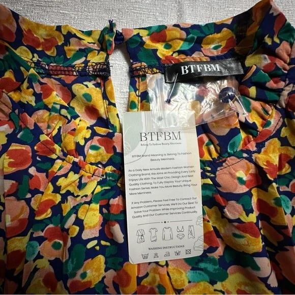 NWT BTFBM Floral Long Sleeve Blouse - Multicolor Large - Picture 12 of 13